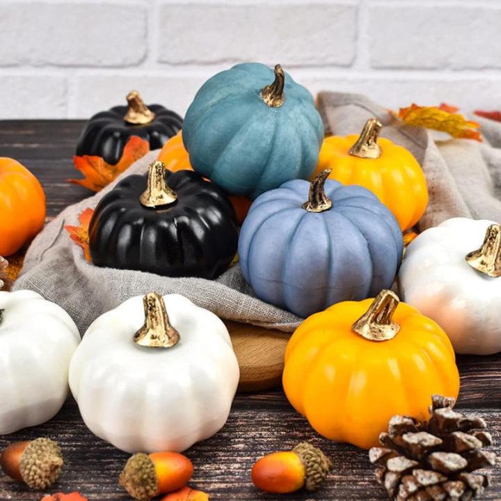 12 Stück kleine künstliche lebensechte Kürbisse Herbsternte Kürbisse für Herbsternte Dekor Halloween-Dekorationen