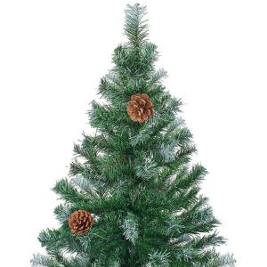 Weihnachtsbaum, Weihnachtsbaum, künstlicher Baum, unbeleuchteter Weihnachtsbaum, Dekoration, schneebedeckter reißverschlussbaum mit beeren, tannenzapfen, klappbarer metallstände
