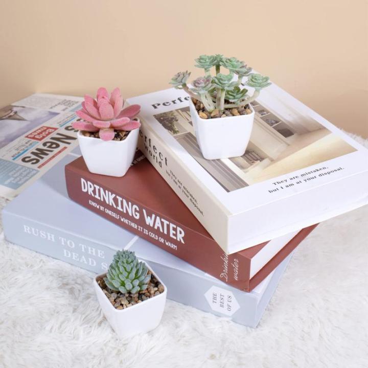 6 stuks decoratieve , kleine met pot, kunstvetplanten, nepplanten, voor binnen, thuis, kantoor, tafel, badkamer, slaapkamer, balkondecoratie