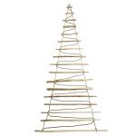 Handgemaakte kerstboom 205 cm hoog, van hazelnoothout, decoratieve hanger, met 10 m ledverlichting, houten platen verbonden met een jute touw met een dikte van 6 mm