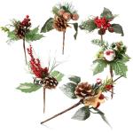 6 x decoratieve maretak, decoratieve maretakjes om op te hangen, decoratieve takken als knutselbenodigdheden, verfraait geschenken en potpourris (6 stuks - rood + groen + wit)