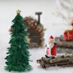 Einzigartiges Federbaum-Design, festlicher Tafelaufsatz, Weihnachtsdekoration, handgefertigte Figur mit Sternaufsatz, Ferienhaus für Neujahr, Grün