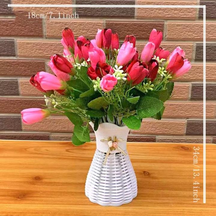 Kunstblumen Künstliche Tulpenblumen, für Partys, Zuhause, Hochzeit, Dekoration, Geschenkidee zum Muttertag, Plastikblumentopf, Raumdekoration für jeden Anlass