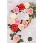 Künstliche Rosen Blume, 30 Stück Deko Blumen Fake Rosen mit Stielen DIY Hochzeit Blumensträuße Braut Zuhause Dekoration, Dunkelrot