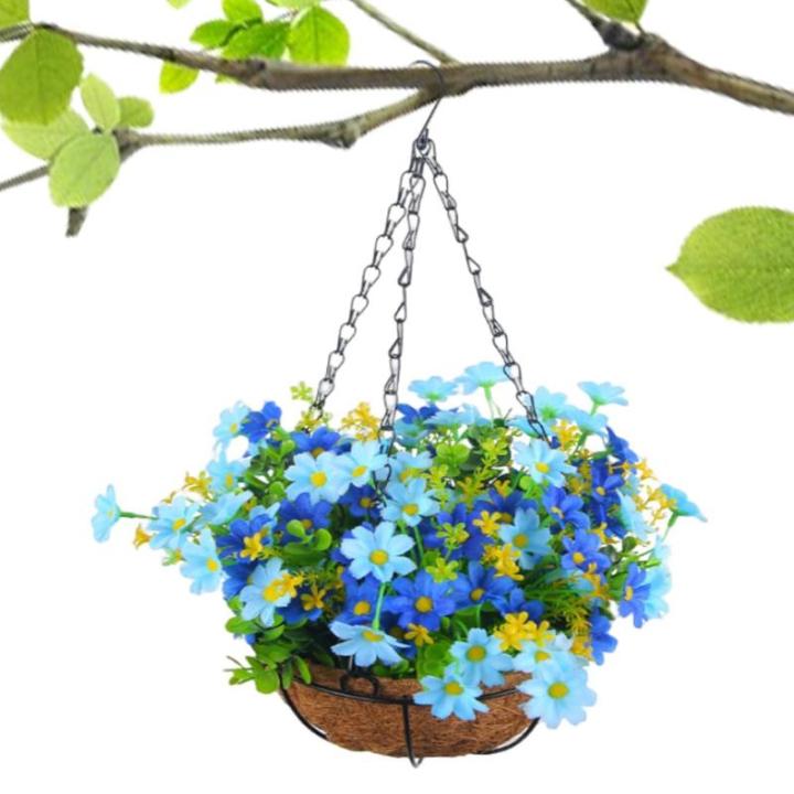 Künstliche Hängende Blumen Für Den Außenbereich – Hängende Blumenkörbe Für Draußen, Hängender Gänseblümchenkorb-Blumentopf | Künstlicher Hängender Blumenkorb Für Zu