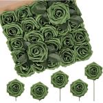 Kunstlentebloemen, rozen, 50 stuks, kunstbloemen met steel, voor doe-het-zelf bruiloft, boeketten, middenstukken, bruid, babyshower, feest, thuis, douche, arrangement, decoratie