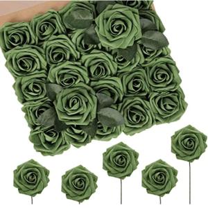 Kunstlentebloemen, rozen, 50 stuks, kunstbloemen met steel, voor doe-het-zelf bruiloft, boeketten, middenstukken, bruid, babyshower, feest, thuis, douche, arrangement, decoratie