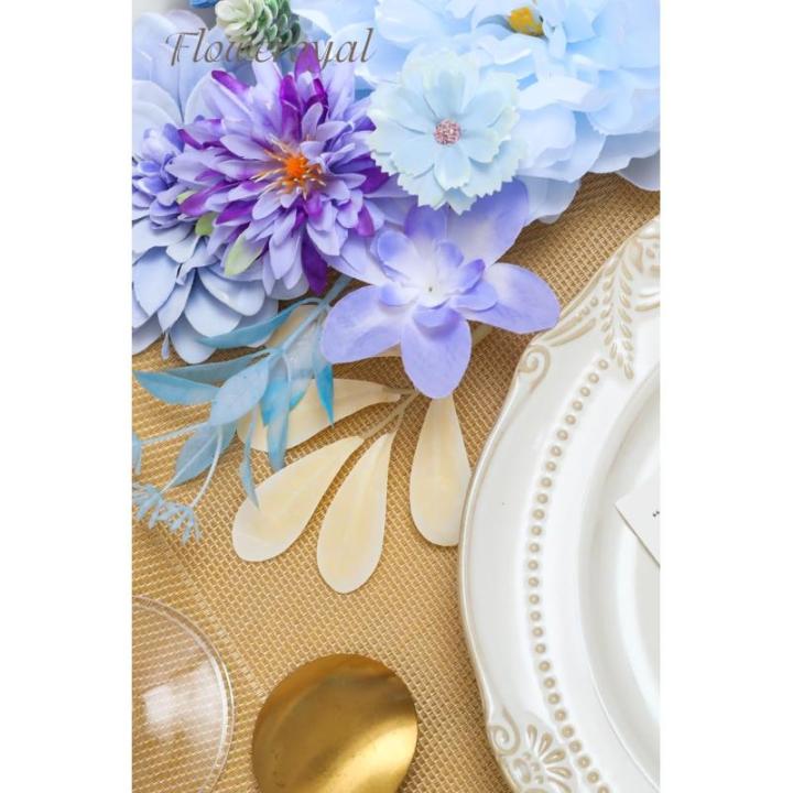 Kunstbloemen combo paarse bloemen mix zijden bloemen dahlia rozen met stelen voor bruiloft, bruidsboeketten, tafeldecoratie, babyshower, bloemstuk, woondecoraties