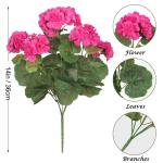 , 3 bundels voor buiten en binnen, namaak-geranium, zijden bloemen, decoratie, kunst-uv-bestendig, geraniumstruik voor hangende tuin, veranda, raam, box, decoratie, rozerood