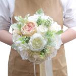 Künstlicher Rosenblumenstrauß mit Spitzenband, Simulation Hochzeitsstrauß für Valentinstag, Hochzeit, Braut, Fotografie-Requisiten