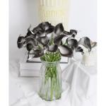 Künstliche Calla-Lilien für Dekorationen, 24 Stück, grau-schwarz, künstliche Blumen, Calla-Lilienstrauß für Hochzeit, Tafelaufsätze, Blumen-Dekoration, Heimdekoration, Grau 
