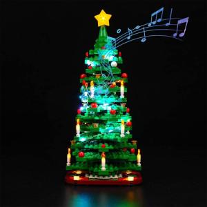 Muziekversie led-verlichtingsset compatibel met Lego kerstboom (geen model), decoratieverlichtingsset voor 40573 bouwstenen, model creatieve speelgoedverlichting