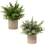 Kunstplant mini kunstplant eucalyptus rozemarijn kruiden in pot decoratie badkamer bureau keuken tuin decoratie set van 2