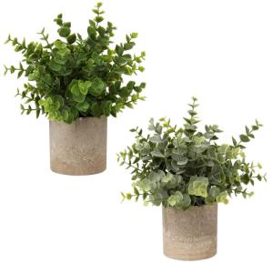Kunstplant mini kunstplant eucalyptus rozemarijn kruiden in pot decoratie badkamer bureau keuken tuin decoratie set van 2
