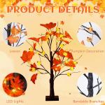 Halloween decoratie voor binnen, zwart esdoornblad, boomverlichting met 24 leds, Halloween-decoratie, griezelige lichtboom met led-spinnenlicht, berkenboom met timer voor Halloween