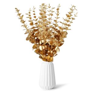 20 stuks kunstmatige eucalyptus tak goud eucalyptus planten bladeren decoratie eucalyptus steel kunstmatige eucalyptusbomen zilveren dollars nepplant voor tafeldecoratie feest