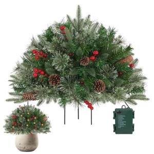 Weihnachts-Pflanzgefäß-Füller – Weihnachts-Pflanzgefäß-Füller Für Den Außenbereich, 40,6 cm Großer Vorbeleuchteter Baum Mit Ständer, Beleuchteter Künstlicher Weihnacht