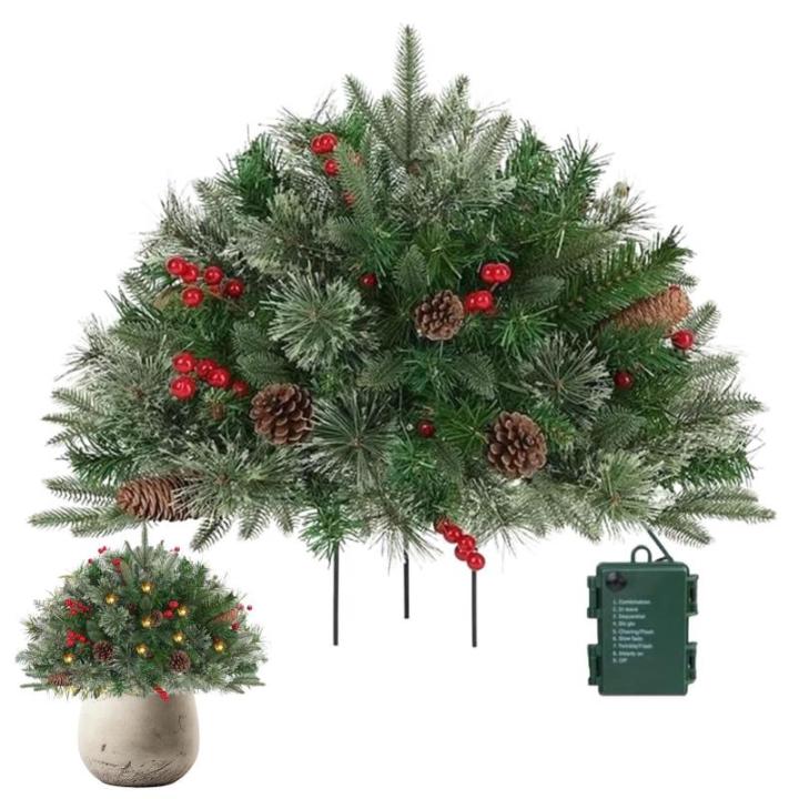 Weihnachts-Pflanzgefäß-Füller – Weihnachts-Pflanzgefäß-Füller Für Den Außenbereich, 40,6 cm Großer Vorbeleuchteter Baum Mit Ständer, Beleuchteter Künstlicher Weihnacht