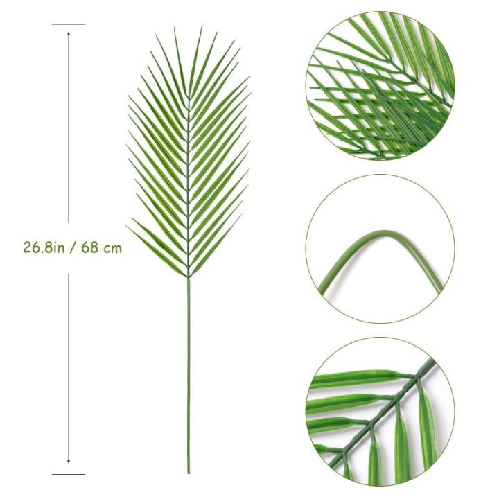 Areca kunstpalmbladeren, 68 cm, tropische palmbladeren met stammen, kunstplant voor palm, zondag, Hawaiian Luau, jungle, bruiloft, verjaardag, feestdecoratie