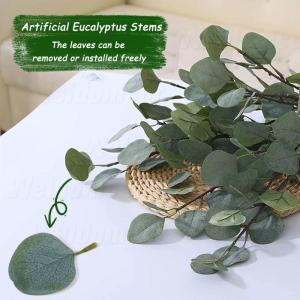 eucalyptus decoratie 2 combinaties simulatie groene eucalyptus laat takken zilveren dollars eucalyptus plant bulk voor bruiloft tuin huis kantoor decoratie (4 stuks)