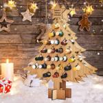 Holz Weihnachtsbaum Alkoholhalter 24 Tage Countdown Adventskalender Erwachsene Advent Weinständer für 24 Mini Flaschen Weihnachten Dekor Countdown Kalender Ständer