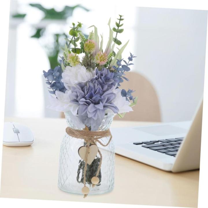1 Satz Simulierte Vasenornamente Hochzeitsfeier Blumendekor Blumenstraußdekoration Zum Selbermachen Zarte Simulierte Blumen Blumenrequisite Gefälschte Blumen Keramikvase Holz