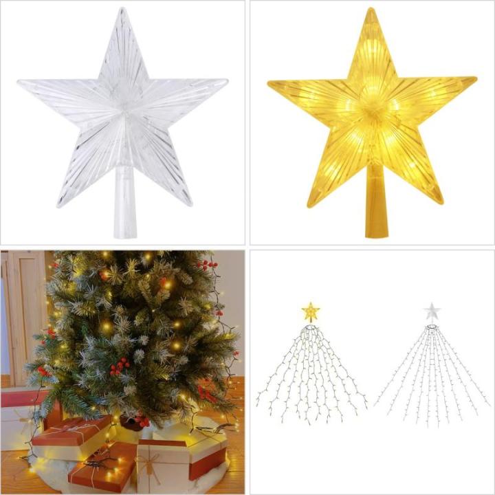 3 m kerstboomverlichting met ring, 10 slingers en piek-ster, 360 led-lampjes, lichtketting, dennenboom, kerstboom lichten met 8 modi, warm wit
