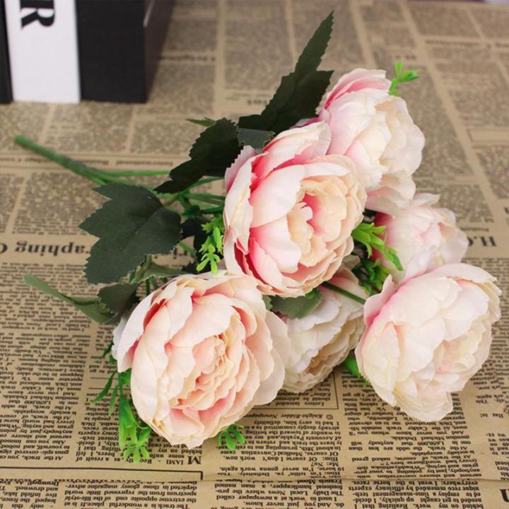 Kunstblumenstrauß Künstliche Blume Pfingstrose Gefälschte Blumen Hochzeit Blumenstrauß Dekoration Tabelle Küche Büro Garten Innen Im Freien Braut Pflanzen 0808