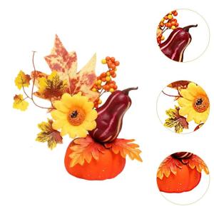 Halloween-Kürbisse, Ahornblätter, Ornament, Herbsternte, Dekor, neuartiges dekoratives Handwerk, Esstisch-Mittelstück für Geschäft und Büro, Style B