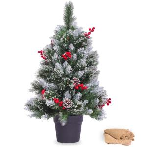 Kleine kerstboom 3 voet, 3 voet kerstboom met decoraties, volledige en realistische kunstijskralen, geef het geheel een bijzonder kersttintje