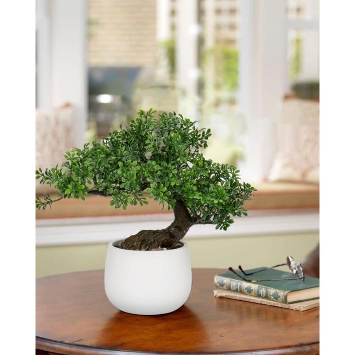 25 cm kunstplant bonsai boom in keramische pot esthetische Japanse bonsai decoratie voor woonkamer slaapkamer badkamer vensterbank decoratie - podocarpus kunstbonsai