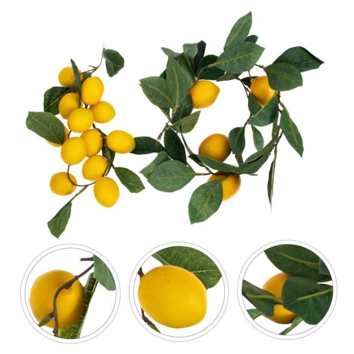 8 STK Simulation Zitronenrattan Sommerdekoration Sommergrüne Girlande Sommerkranz Vor Der Haustür Gelbe Girlande Szene Sommerliche Zitronengirlande Obstpflanzen Yellow Plastik