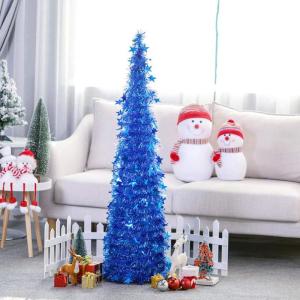 Lametta-pop-up-Weihnachtsbaum, einfach zu montierender, zusammenklappbarer künstlicher Bleistift-Weihnachtsbaum mit glänzenden Pailletten für die heimdekoration – silbriger 4.