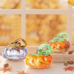 Herbstdeko Tischdeko Glas Kürbis,Herbst Dekoration Kürbisfigur für Herbsternte Dekor,8cm Glas Kürbis Sammelfiguren Tischakzent für Tischdeko,Erntedankfest Thanksgiving Hallowe