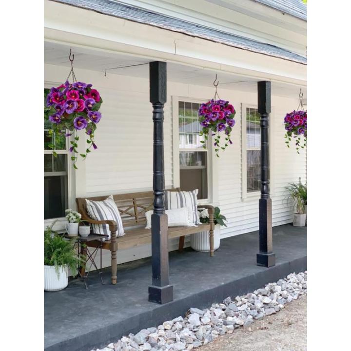Pansy Kunstbloemen als echte viooltjes, hangende planten, kunstbloemen, Pansy met hanglamp, hoogte 70 cm, kamerplant, struik, decoratieve plant, groene plant