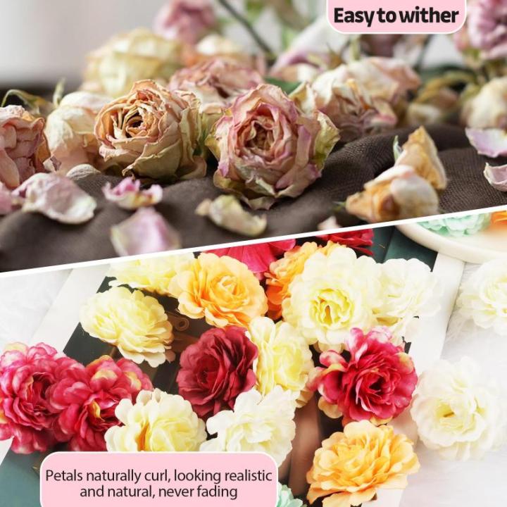 voor decoratie, 5 x 5 x 3,5 cm, voor binnen, zacht en natuurlijk, 6 kleuren, voor bruiloft, bruidsboeketten, feest, huis, kamer, decoratie, rododendron, 30 stuks