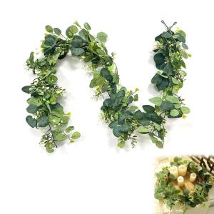 Eucalyptus slinger, groene eucalyptusslinger, kunstmatige hangplanten, namaakslinger, leuke decoratie voor bruiloftsbogen, tuinen, schommels, voor binnen en buiten, 180 cm