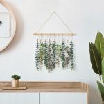 Kunsthangplanten, eucalyptus, bladeren, , eucalyptus, takken, voor tuin, binnen en buiten, kunstdecoratie, woonkamer, slaapkamer (groen-2)