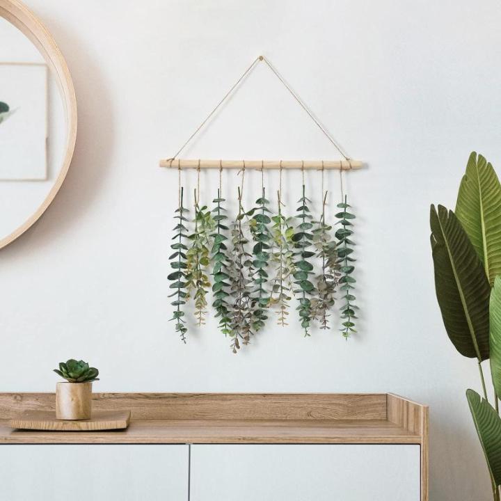 Kunsthangplanten, eucalyptus, bladeren, , eucalyptus, takken, voor tuin, binnen en buiten, kunstdecoratie, woonkamer, slaapkamer (groen-2)