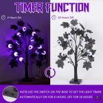 Halloween Dekor Innen Schwarz Ahornblatt Baum Lichter mit 24 LEDs,Halloween Deko Gruselig Lichterbaum mit LED Spinnenlicht,Birkenbaum mit Timer für Halloween Decoration Tischlicht