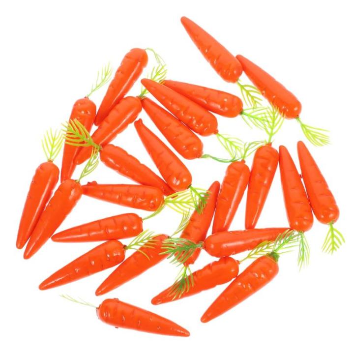 2 Sätze Karotte Gefälschte Gemüserequisiten Miniatur-tierfiguren Künstliches Pflanzendekor Mini-gemüse Mini-plüschtiere Minifiguren Möhren Schaumstoff Styropor 25 Stück * 2