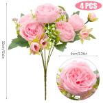 4 trossen kunstmatige pioenbloemen, buiten, echte zijden bloemen voor bruiloft, thuis, tafel, feest, raamdecoratie