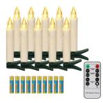 10 LED Kerstboomkaarsen Draadloos met Afstandsbediening Timer Flikkeren Dimbaar Warmwit Kerstverlichting Kerstdecoratie, LED Kerstkaarsen Buiten Waterdicht（met 10 batterijen）