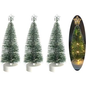 Weihnachtsbaum Klein mit Beleuchtung 3PCS Tisch Mini Weihnachtsbaum Geschmückt mit LED Lichterkette Tabletop Kleiner Weihnachtsbaum Mini Tannenbaum Künstlich Klein Weihnachtsdeko