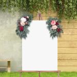 Bruiloftsboog-bloemen, bloemenslingers voor bogen, woondecoratie, groene bladeren, kunstbloemenslingerset voor binnen, set van 2 voor recepties, gemengd