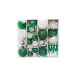 Set van 29 - kerstversiering groen zilver wit om op te hangen - kunststof kerstboomversiering