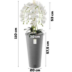 Künstliche Orchidee Kaskaden Blumenstrauß Weiß im Topf Beton H 110 cm Heimbüro Dekoration, Kunstpflanze Orchidee, Kunstblume, Künstliche Orchidee im Topf