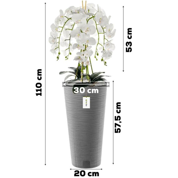 Künstliche Orchidee Kaskaden Blumenstrauß Weiß im Topf Beton H 110 cm Heimbüro Dekoration, Kunstpflanze Orchidee, Kunstblume, Künstliche Orchidee im Topf