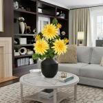 3 stuks gele kunstmatige dahlia's, 75 cm kunstzijden bloemen met lange steel voor bloemarrangementen, faux dahlia's bloemen voor doe-het-zelf bruiloft party middenstuk huis kantoor