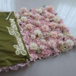Wandpaneele Mit Rosa Rosen, Kunstblumen, Kunstseide, Hortensienlilie, Schleierkraut, Blumenpaneel, Hochzeitsfeier, Süßigkeitenwand, Schaufenster, Festlicher Blumenhintergrund(3x3